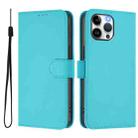 For iPhone 13 Pro Max Skin Feel Solid Color Leather Phone Case with Lanyard(Lake Blue) - 2