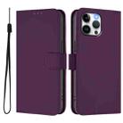 For iPhone 13 Pro Max Skin Feel Solid Color Leather Phone Case with Lanyard(Violet) - 2