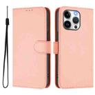 For iPhone 13 Pro Skin Feel Solid Color Leather Phone Case with Lanyard(Pink) - 2