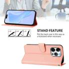 For iPhone 13 Pro Skin Feel Solid Color Leather Phone Case with Lanyard(Pink) - 3