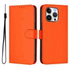 For iPhone 13 Pro Skin Feel Solid Color Leather Phone Case with Lanyard(Orange) - 2