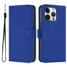 For iPhone 13 Pro Skin Feel Solid Color Leather Phone Case with Lanyard(Dark Blue) - 2