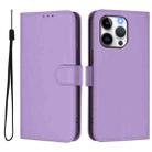 For iPhone 13 Pro Skin Feel Solid Color Leather Phone Case with Lanyard(Lavender Purple) - 2