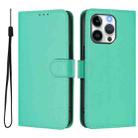 For iPhone 13 Pro Skin Feel Solid Color Leather Phone Case with Lanyard(Green) - 2