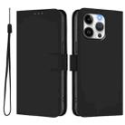 For iPhone 13 Pro Skin Feel Solid Color Leather Phone Case with Lanyard(Black) - 2