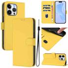 For iPhone 13 Pro Skin Feel Solid Color Leather Phone Case with Lanyard(Lemon Yellow) - 1