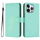 For iPhone 13 Pro Skin Feel Solid Color Leather Phone Case with Lanyard(Mint Green) - 2