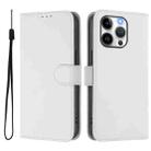 For iPhone 13 Pro Skin Feel Solid Color Leather Phone Case with Lanyard(White) - 2