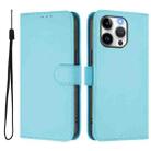 For iPhone 13 Pro Skin Feel Solid Color Leather Phone Case with Lanyard(Sky Blue) - 2