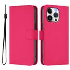 For iPhone 13 Pro Skin Feel Solid Color Leather Phone Case with Lanyard(Rose Red) - 2