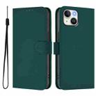 For iPhone 13 mini Skin Feel Solid Color Leather Phone Case with Lanyard(Dark Green) - 2