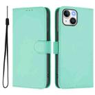 For iPhone 13 mini Skin Feel Solid Color Leather Phone Case with Lanyard(Mint Green) - 2