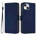 For iPhone 13 mini Skin Feel Solid Color Leather Phone Case with Lanyard(Navy Blue) - 2
