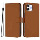 For iPhone 12 / 12 Pro Skin Feel Solid Color Leather Phone Case with Lanyard(Brown) - 2