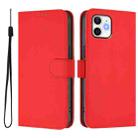 For iPhone 12 / 12 Pro Skin Feel Solid Color Leather Phone Case with Lanyard(Red) - 2