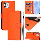 For iPhone 12 / 12 Pro Skin Feel Solid Color Leather Phone Case with Lanyard(Orange) - 1
