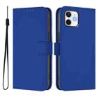 For iPhone 12 / 12 Pro Skin Feel Solid Color Leather Phone Case with Lanyard(Dark Blue) - 2