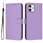 For iPhone 12 / 12 Pro Skin Feel Solid Color Leather Phone Case with Lanyard(Lavender Purple) - 2