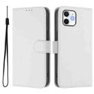 For iPhone 12 / 12 Pro Skin Feel Solid Color Leather Phone Case with Lanyard(White) - 2
