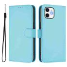 For iPhone 12 / 12 Pro Skin Feel Solid Color Leather Phone Case with Lanyard(Sky Blue) - 2