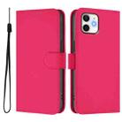 For iPhone 12 / 12 Pro Skin Feel Solid Color Leather Phone Case with Lanyard(Rose Red) - 2