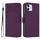 For iPhone 12 / 12 Pro Skin Feel Solid Color Leather Phone Case with Lanyard(Violet) - 2