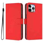 For iPhone 12 Pro Max Skin Feel Solid Color Leather Phone Case with Lanyard(Red) - 2