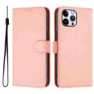 For iPhone 12 Pro Max Skin Feel Solid Color Leather Phone Case with Lanyard(Pink) - 2