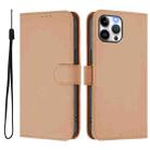 For iPhone 12 Pro Max Skin Feel Solid Color Leather Phone Case with Lanyard(Nude) - 2