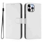 For iPhone 12 Pro Max Skin Feel Solid Color Leather Phone Case with Lanyard(White) - 2