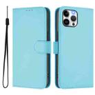 For iPhone 12 Pro Max Skin Feel Solid Color Leather Phone Case with Lanyard(Sky Blue) - 2