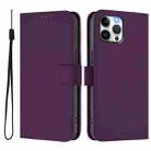 For iPhone 12 Pro Max Skin Feel Solid Color Leather Phone Case with Lanyard(Violet) - 2