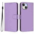 For iPhone 12 mini Skin Feel Solid Color Leather Phone Case with Lanyard(Lavender Purple) - 2