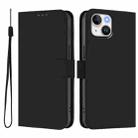 For iPhone 12 mini Skin Feel Solid Color Leather Phone Case with Lanyard(Black) - 2