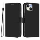 For iPhone 12 mini Skin Feel Solid Color Leather Phone Case with Lanyard(Navy Blue) - 2