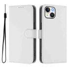 For iPhone 12 mini Skin Feel Solid Color Leather Phone Case with Lanyard(White) - 2