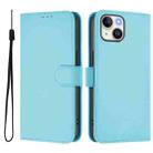 For iPhone 12 mini Skin Feel Solid Color Leather Phone Case with Lanyard(Sky Blue) - 2
