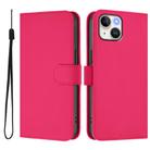 For iPhone 12 mini Skin Feel Solid Color Leather Phone Case with Lanyard(Rose Red) - 2