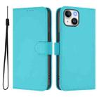 For iPhone 12 mini Skin Feel Solid Color Leather Phone Case with Lanyard(Lake Blue) - 2