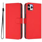 For iPhone 11 Pro Max Skin Feel Solid Color Leather Phone Case with Lanyard(Red) - 2