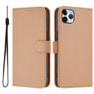For iPhone 11 Pro Max Skin Feel Solid Color Leather Phone Case with Lanyard(Nude) - 2