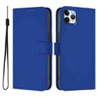 For iPhone 11 Pro Max Skin Feel Solid Color Leather Phone Case with Lanyard(Dark Blue) - 2