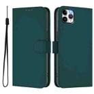 For iPhone 11 Pro Max Skin Feel Solid Color Leather Phone Case with Lanyard(Dark Green) - 2