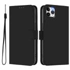 For iPhone 11 Pro Max Skin Feel Solid Color Leather Phone Case with Lanyard(Black) - 2
