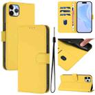 For iPhone 11 Pro Max Skin Feel Solid Color Leather Phone Case with Lanyard(Lemon Yellow) - 1