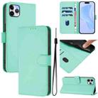 For iPhone 11 Pro Max Skin Feel Solid Color Leather Phone Case with Lanyard(Mint Green) - 1
