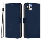 For iPhone 11 Pro Max Skin Feel Solid Color Leather Phone Case with Lanyard(Navy Blue) - 2