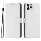 For iPhone 11 Pro Max Skin Feel Solid Color Leather Phone Case with Lanyard(White) - 2