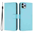 For iPhone 11 Pro Max Skin Feel Solid Color Leather Phone Case with Lanyard(Sky Blue) - 2