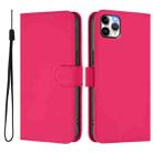For iPhone 11 Pro Max Skin Feel Solid Color Leather Phone Case with Lanyard(Rose Red) - 2